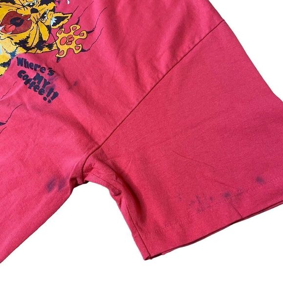 Vintage Cat T Shirt Size Large Where's My Coffee? Red Crazy Lady Single Stitch - Picture 4 of 8